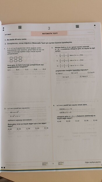 Beden 345 ayt matematik deneme