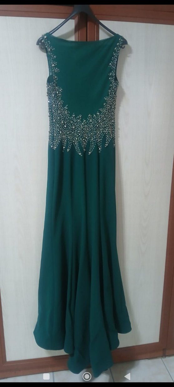 Yeşil Payetli Uzun Abiye Elbise - Görsel 4