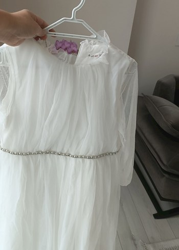 Uzun Beyaz Bohem Gelinlik kiz cocuk abiye 12 13 yas - Görsel 2