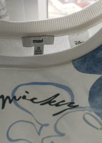 Beyaz Pamuklu Baskılı Kız Sweatshirt mavi - Görsel 2