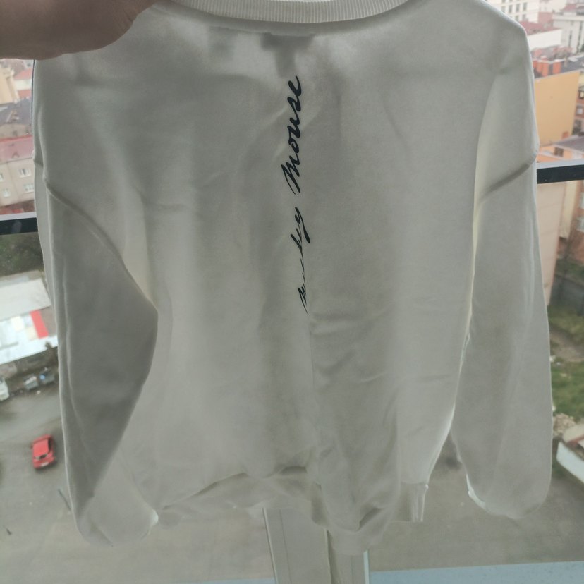 Beyaz Pamuklu Baskılı Kız Sweatshirt mavi - Görsel 3