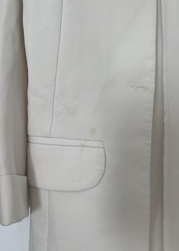 38 Beden Bej Keten Kadın Blazer Ceket