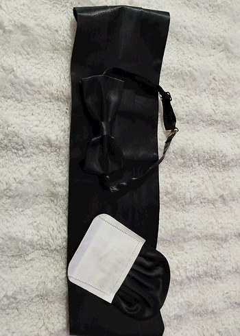 Siyah Minimalist Erkek Papyon Seti - Görsel 3