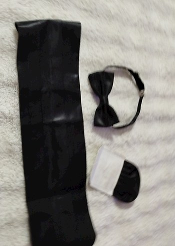 Siyah Minimalist Erkek Papyon Seti - Görsel 2