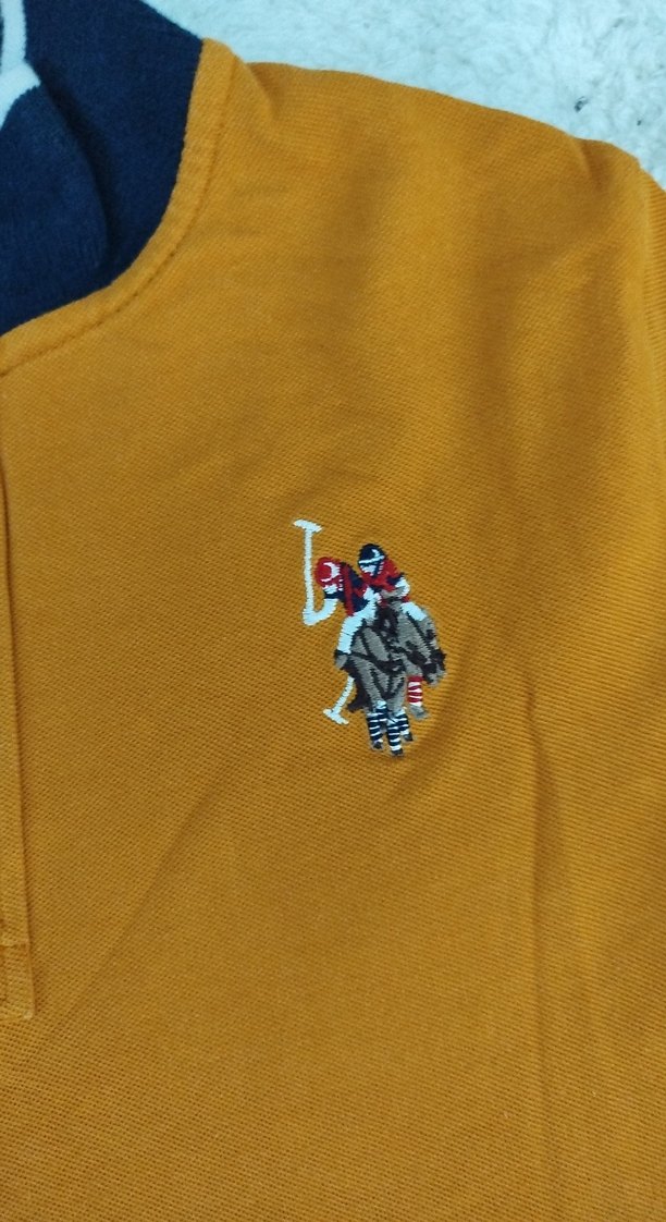 Erkek Sarı Düğmeli uzun Kollu Polo Tişört - Görsel 4