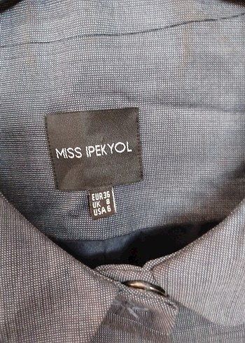 Gri Nakışlı Kadın Keten Blazer - Görsel 4