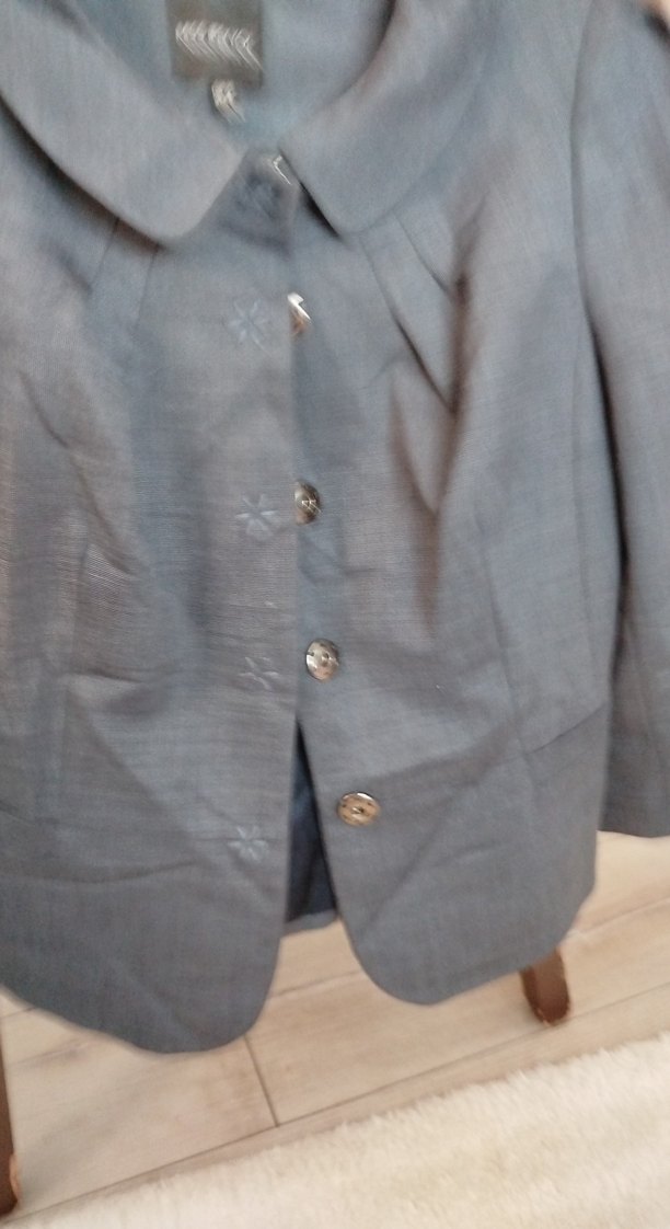 Gri Nakışlı Kadın Keten Blazer - Görsel 3