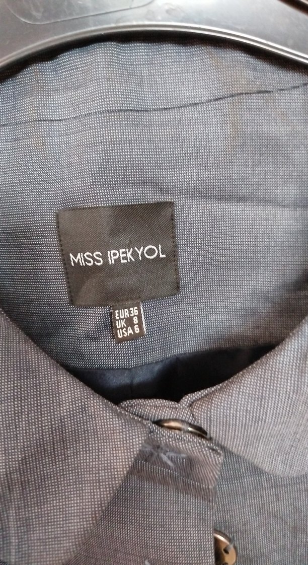 Gri Nakışlı Kadın Keten Blazer - Görsel 4