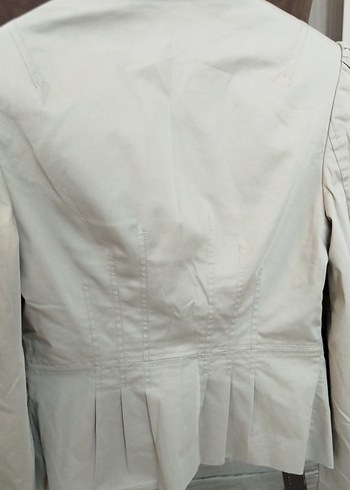 Düğmeli Bej Keten Kadın Blazer Ceket - Görsel 8