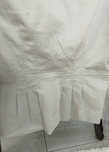 Düğmeli Bej Keten Kadın Blazer Ceket - Görsel 7