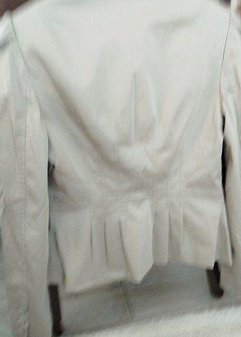 Düğmeli Bej Keten Kadın Blazer Ceket - Görsel 11