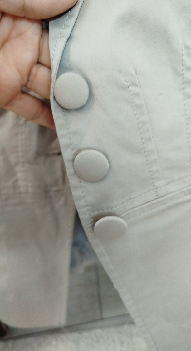 Düğmeli Bej Keten Kadın Blazer Ceket - Görsel 4