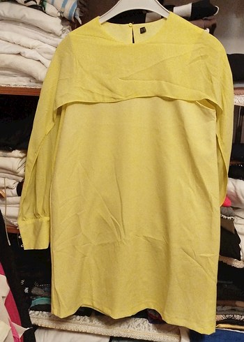 Sarı Kadın Midi Tunik Drapeli36, 38,40 olur - Görsel 3