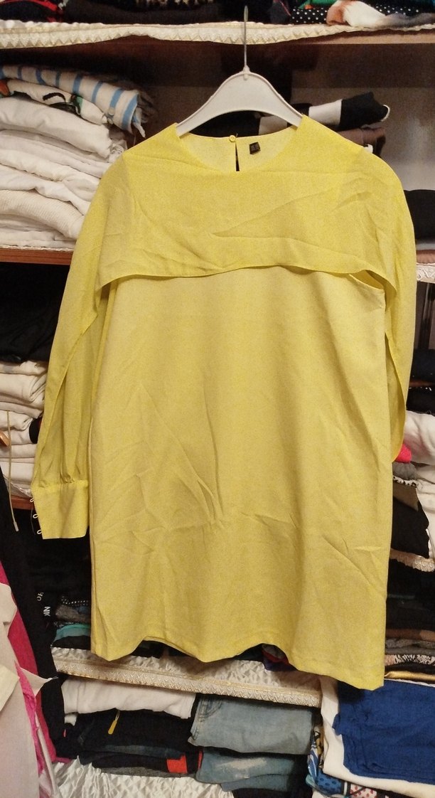 Sarı Kadın Midi Tunik Drapeli36, 38,40 olur - Görsel 3