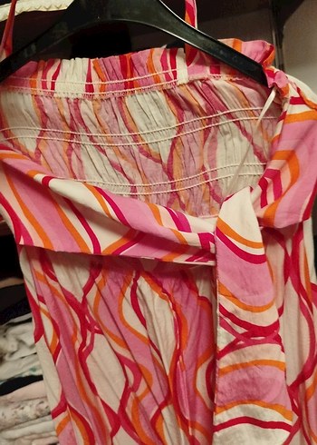 Renkli Bağlama Desenli Uzun Bohem Elbise - Görsel 6