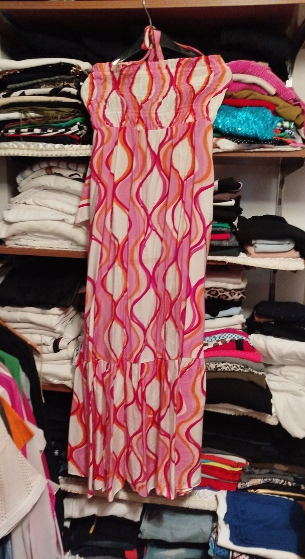 Renkli Bağlama Desenli Uzun Bohem Elbise - Görsel 2