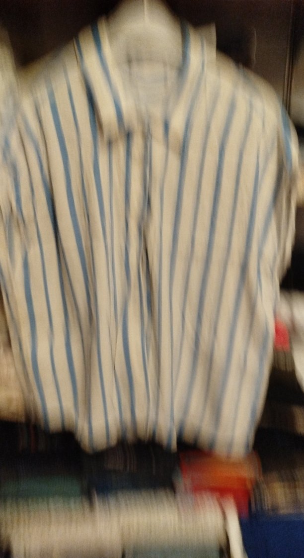 Mavi Çizgili Kısa Kollu Keten Gömlek - Görsel 3