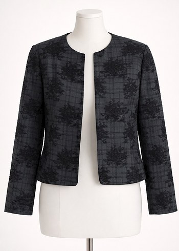 Kadın Siyah Mini İş Ofis Ceket - Görsel 4