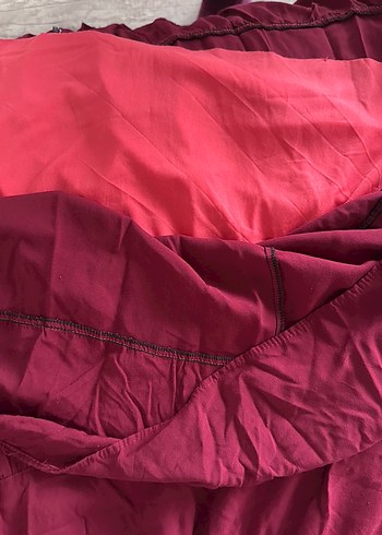 Kırmızı Bohem Uzun Keten Etek - Görsel 6