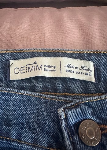 Düğmeli Mavi Midi Denim Etek - Görsel 4