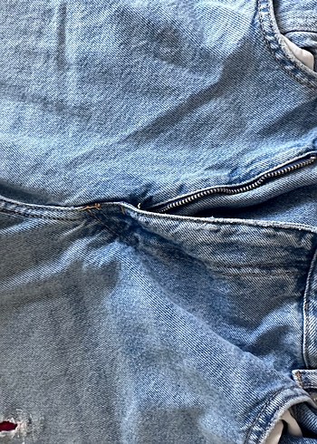 Düğmeli Loose Fit Mavi Kot Pantolon - Görsel 5