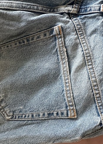 Düğmeli Loose Fit Mavi Kot Pantolon - Görsel 7