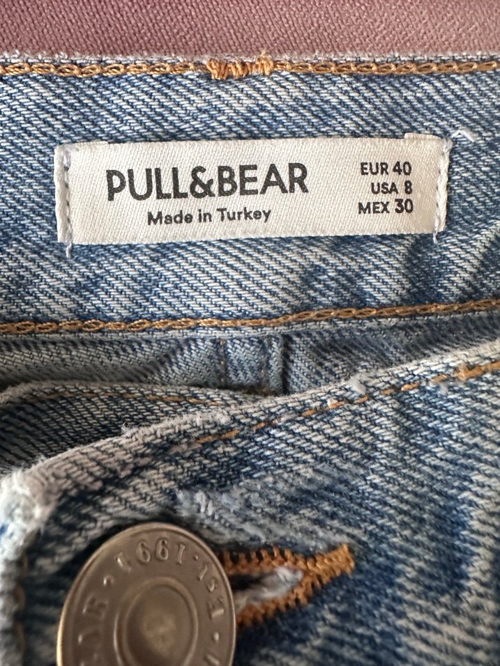 Düğmeli Loose Fit Mavi Kot Pantolon - Görsel 3