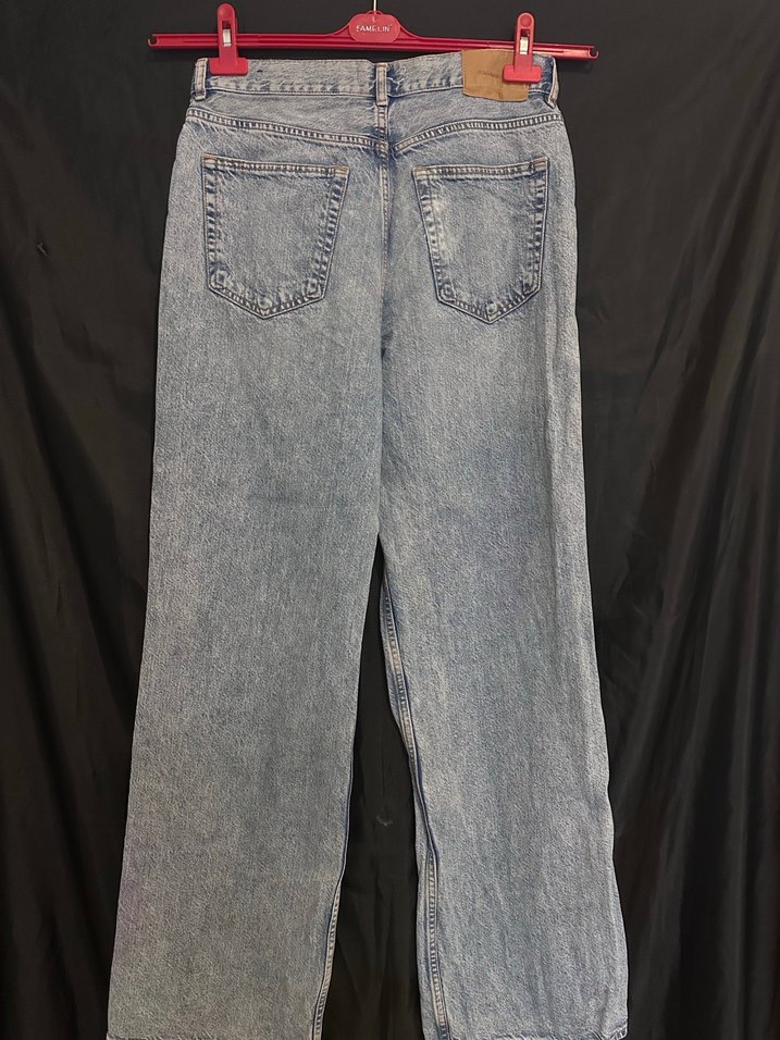 Düğmeli wide leg Kadın Kot Pantolon - Görsel 2