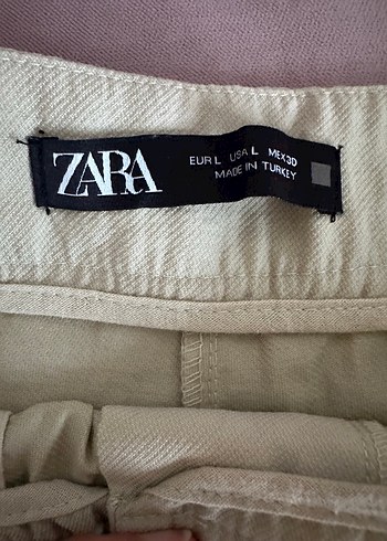 Bej Keten Rahat Kesim Kadın Pantolon - Görsel 4