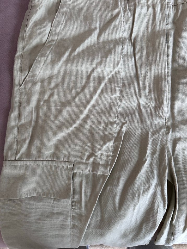 Bej Keten Rahat Kesim Kadın Pantolon - Görsel 3