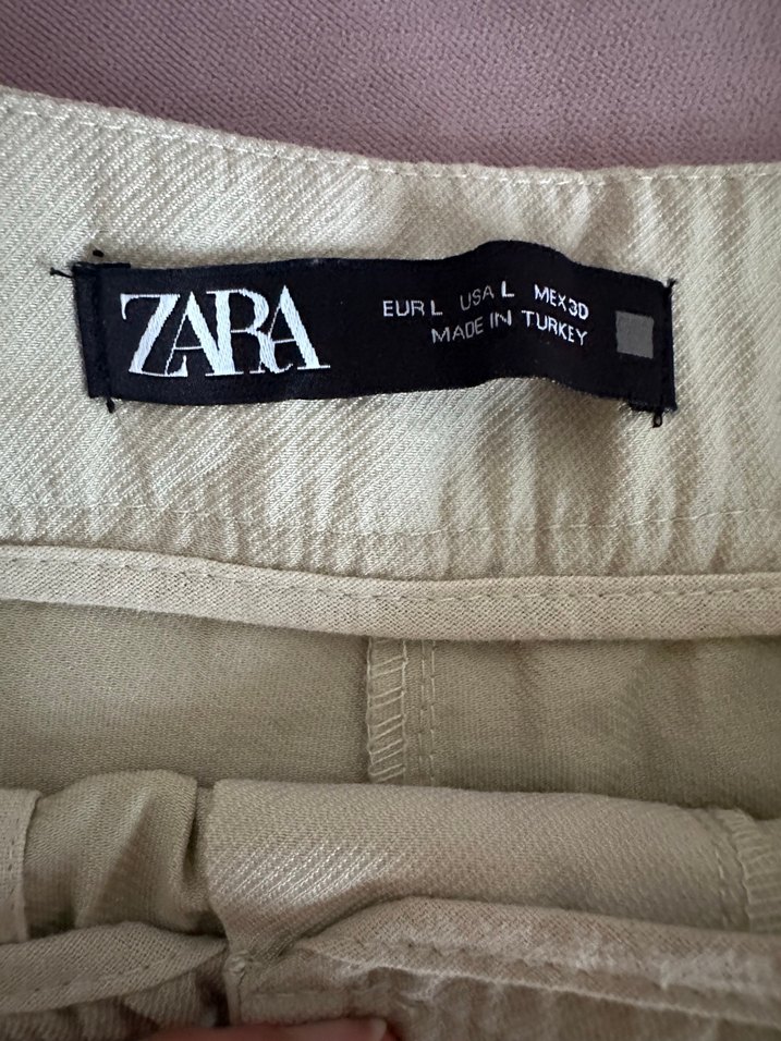 Bej Keten Rahat Kesim Kadın Pantolon - Görsel 4