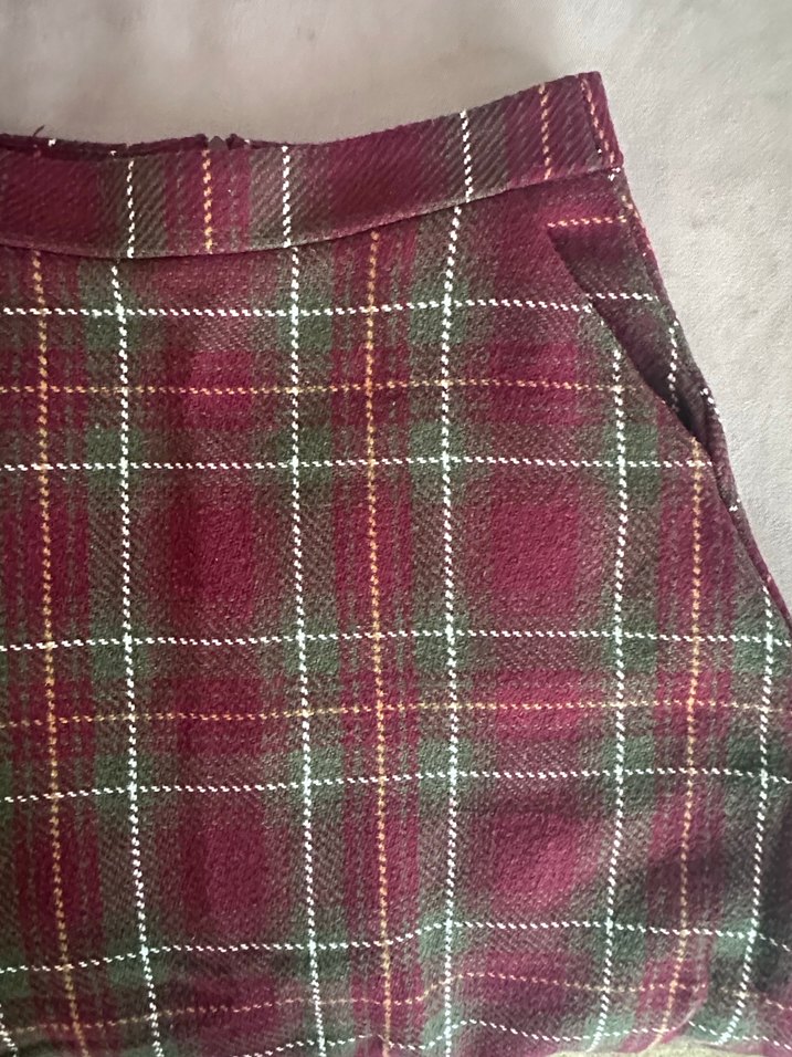 Bordo Midi Ekoseli Kadın Uzun Etek - Görsel 4