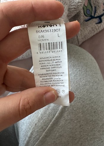 Bohem Nakışlı Gri Boğazlı Triko Kazak - Görsel 5