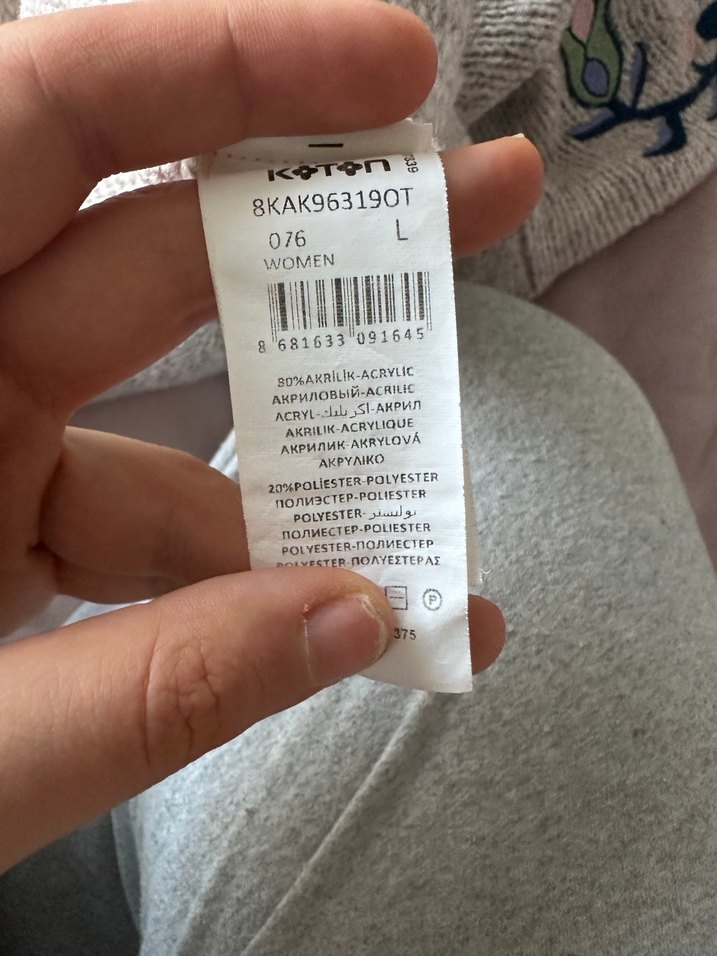 Bohem Nakışlı Gri Boğazlı Triko Kazak - Görsel 5