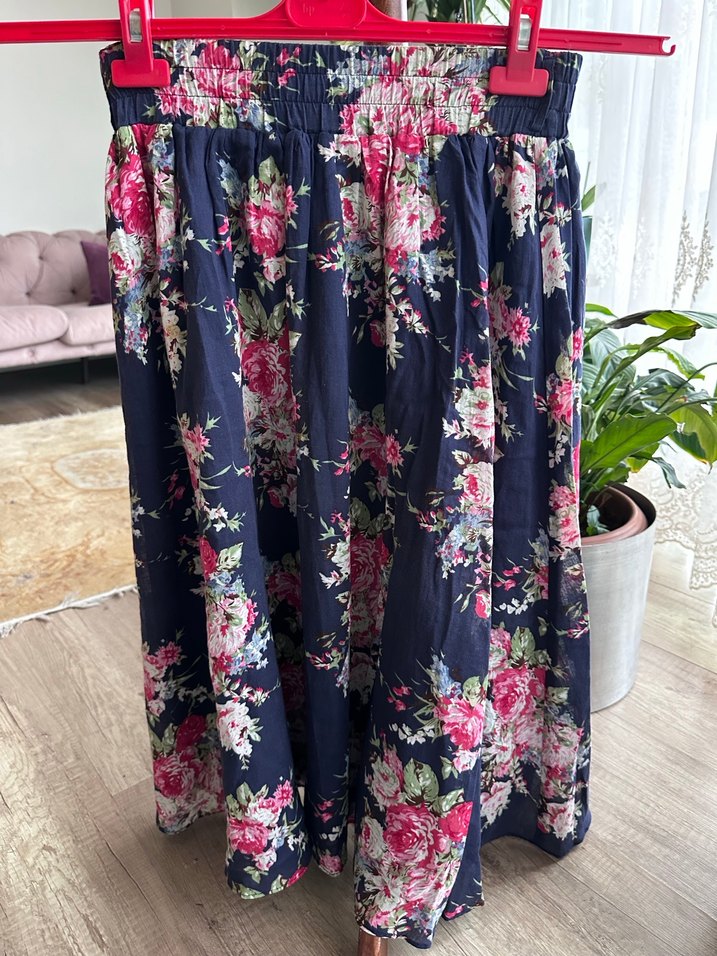 Çiçek Desenli Bohem Etek - Görsel 2