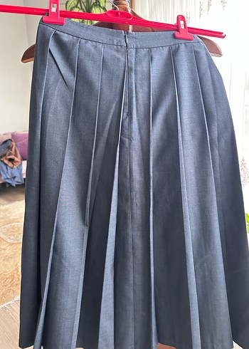 Gri Pilili Midi Kadın Etek - Görsel 2