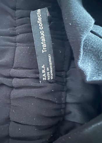 Siyah Midi pantolon, kumaş Kemerli, Rahat Kesim - Görsel 4