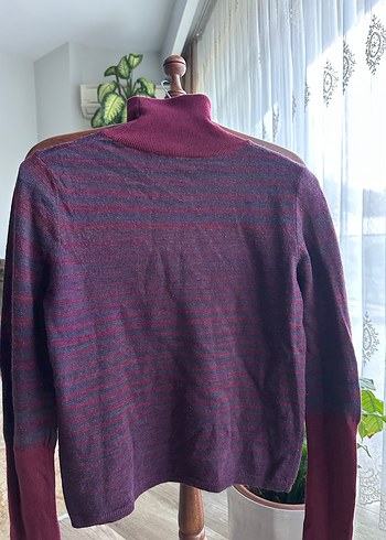 Bordo Boğazlı Triko Kadın Kazak - Görsel 2