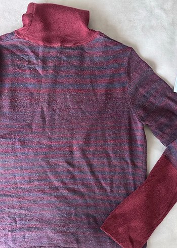 Bordo Boğazlı Triko Kadın Kazak - Görsel 3