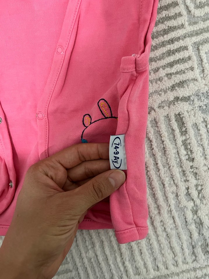 Pembe Baskılı Kız Çocuk Fermuarlı Yelek - Görsel 2