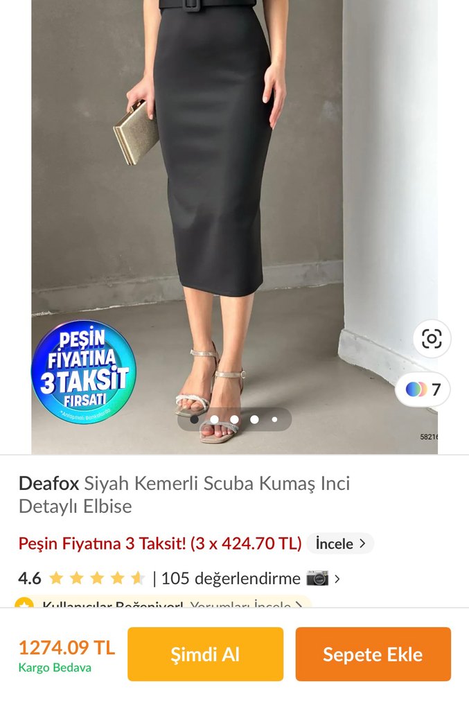 Siyah Kruvaze Yaka İnci Detaylı Midi Abiye Elbise - Görsel 5