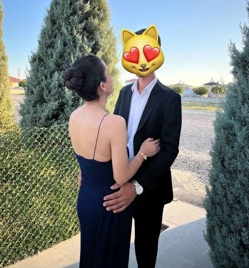 Saks Mavisi Simli Uzun Abiye Elbise - Görsel 5