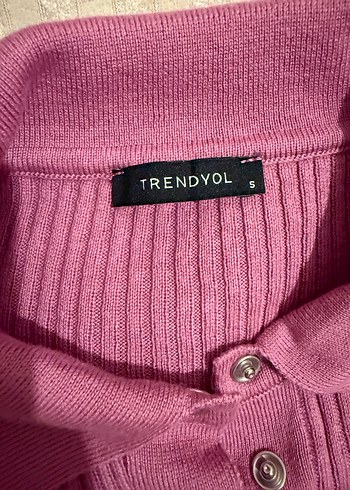 Mor Renkli Polo Yaka Kadın Triko Kazak - Görsel 2