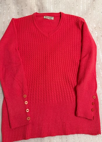 V Yaka Örgü Kadın Kazak - Görsel 2