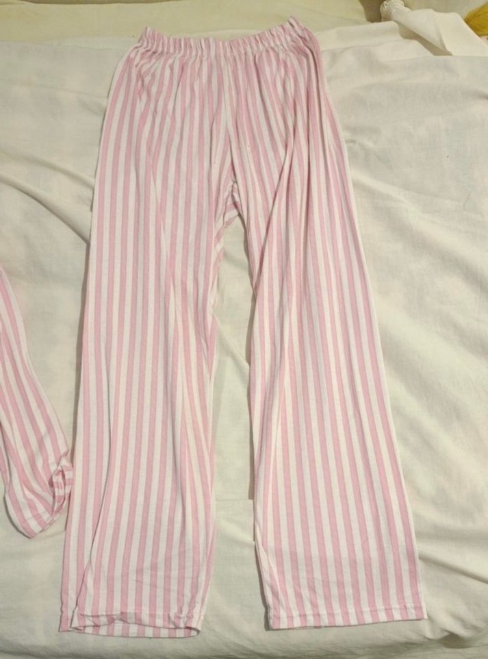 VS Pembe Çizgili Uzun Kollu Kadın Pijama Takımı - Görsel 4