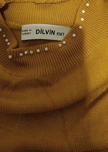 İncili Bej Boğazlı Kadın Triko - Görsel 3