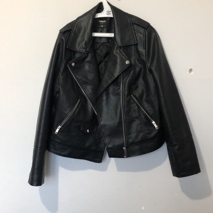 DeFacto Siyah Biker Deri Ceket — görsel 3/4