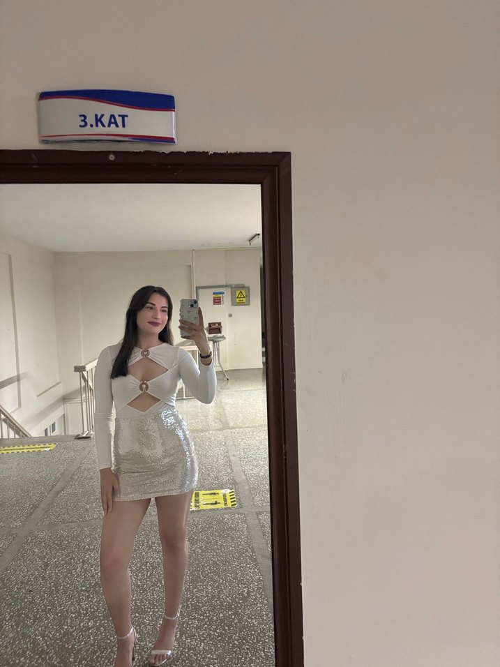 Parlak Gri Payetli Mini Kadın Etek - Görsel 2