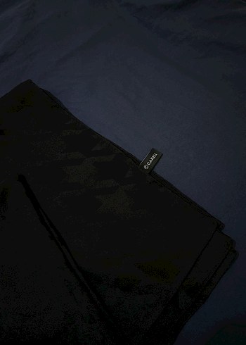 Kazayağı Desen Pamuk İpek Şal Siyah Carell - Görsel 3