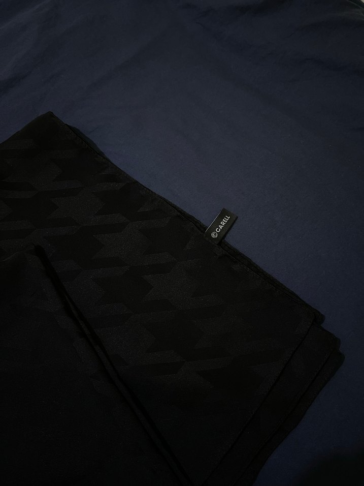 Kazayağı Desen Pamuk İpek Şal Siyah Carell - Görsel 3